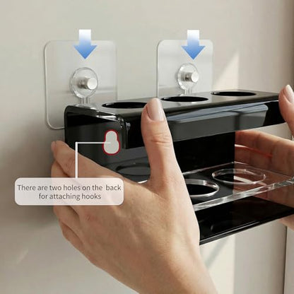 3 Slots Acrylic Electric Toothbrush Holders for Bathrooms(Black) | Tooth brush and Toothpaste Holder,Countertop use or Wall Mounted, small bathroom counter organizer,toothbrush stand - size: 3 slot
