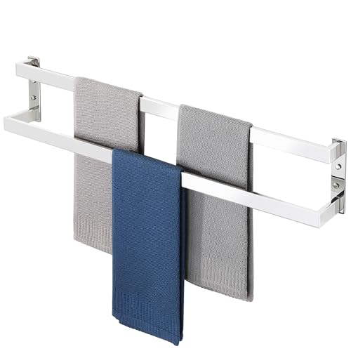 Alise Double Towel Bar, 32" Double Towel Racks for Bathroom,Polished Chrome | Bathroom Towel Rack Wall Mounted, 3.54" Wide Faster Drying, Ladder Design, SUS304 Stainless Steel - color: Polished Chrome, size: 32-inch