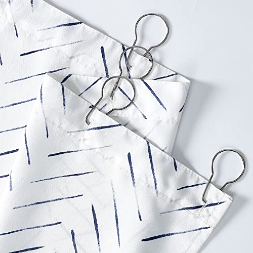 jinchan Blue and White Shower Curtain Inky Herringbone Chevron Zig Zag Waterproof Fabric Modern Farmhouse Shower Curtains for Bathroom with 12 Hooks 70x72 Inches - color: Inky Blue, size: 70"W x 72"L (Pack of 1)