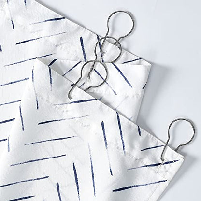 jinchan Blue and White Shower Curtain Inky Herringbone Chevron Zig Zag Waterproof Fabric Modern Farmhouse Shower Curtains for Bathroom with 12 Hooks 70x72 Inches - color: Inky Blue, size: 70"W x 72"L (Pack of 1)
