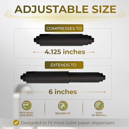 Black Toilet Paper Holder Spring Rod | Toilet Paper Roller Replacement | 6 Inch Toilet Paper Holder Replacement Rod | Durable Plastic Spindle – Fits All Standard Tissue Rolls