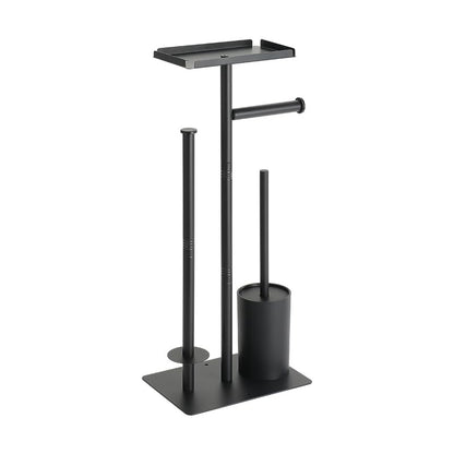 Stainless Steel Floor Standing Toilet Roll Paper Holder,Bathroom Toilet Brush and Paper Holder with Shelf and Wipe Holder (Toilet Paper Holder with Shelf)