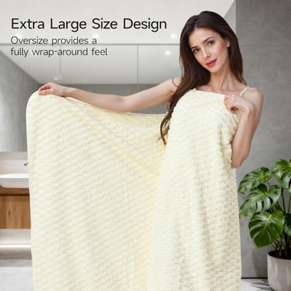 REDKISS Cream Microfiber Towels-35x70 Inches Oversized Bath Sheets, Extra Large Bath Towels Set, Super Soft Quick Dry Lint Free Absorbent Waffle Microfiber Shower Towels, 6 Pack - color: Beige 06, size: 6 Pack Large Towel Set