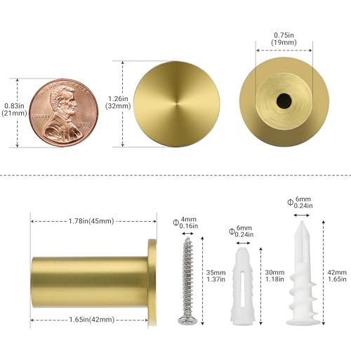 SAYAYO Brushed Gold Towel Hooks for Bathrooms, Heavy Duty Wall Hooks | Modern Coat Hook, SUS 304 Stainless Steel Robe Hook, 4 PCS - color: Gold