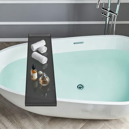Acrylic Bathtub Tray, 29.9x7.9 Inch Bath Tray with 66lbs Capacity, 8mm Thick Spa Tub Shelf for Wine Book Tablet, Clear/Clear Black/Pure Black (Clear Black) - color: Clear Black