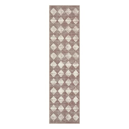 Checkered Runner Rug 2x8 Beige, Hallway Kitchen Bathroom Non Slip Washable - color: Beige, size: 2' x 8' (Runner)