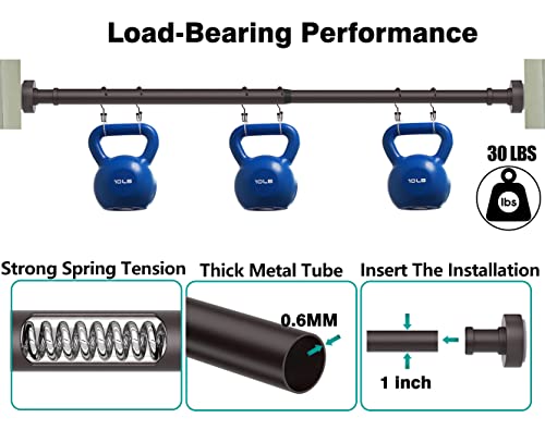 Oil Rubbed Bronze Tension Shower Curtain Rod – Adjustable 18-69 Inches, Fits 20-68 Inch Spaces (Ideal for 60" Wide Bathrooms), No Drill Rust Resistant Spring Rod - color: Bronze, size: 18-69 inch without hooks