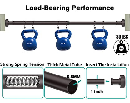 Oil Rubbed Bronze Tension Shower Curtain Rod – Adjustable 18-69 Inches, Fits 20-68 Inch Spaces (Ideal for 60" Wide Bathrooms), No Drill Rust Resistant Spring Rod - color: Bronze, size: 18-69 inch without hooks