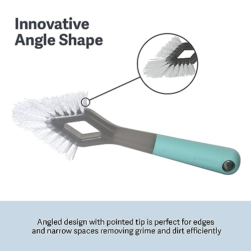 Casabella Smart Scrub Heavy-Duty Tile and Grout Brush for Tile Joints, Grout Cleaner Brush with Nonslip Handle, Gray/Aqua (Pack of 6) - size: Heavy Duty Grout Brush (Pack of 6), style: Heavy Duty Grout