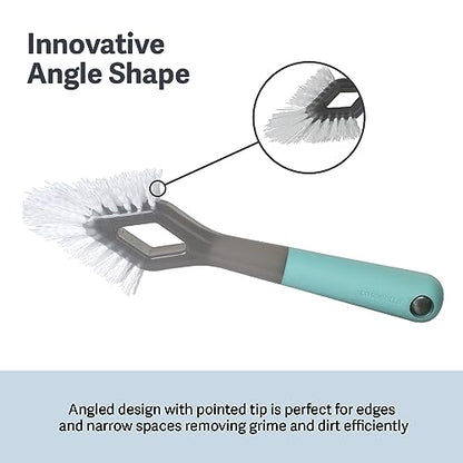 Casabella Smart Scrub Heavy-Duty Tile and Grout Brush for Tile Joints, Grout Cleaner Brush with Nonslip Handle, Gray/Aqua - size: Heavy Duty Grout Brush, style: Heavy Duty Grout