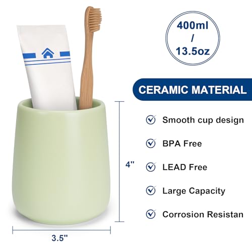 Bathroom Tumbler Cup Ceramic 13.5oz Reusable Toothbrush Cup 400ml,Toothbrush Holder Adequate for Your Bathroom (Green) - color: Green, size: 1pcs