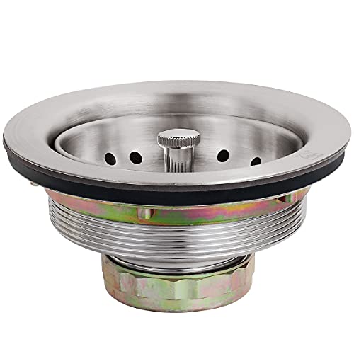 EADOT 3.5 Inch Nickel Sink Drain Assembly with Strainer Basket Stopper, 304 Stainless Steel Sink Strainer and Stopper