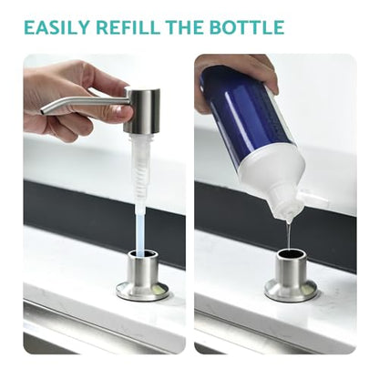 Kitchen Sink Faucet with Soap Dispenser, 3 Modes Kitchen Faucet with Pull Down Sprayer and Soap Dispenser, 304 Stainless Brushed Nickel Single Handle Kitchen Bar Faucets with Water Lines - color: Brushed Nickel Transitional, size: 15.2 Inches