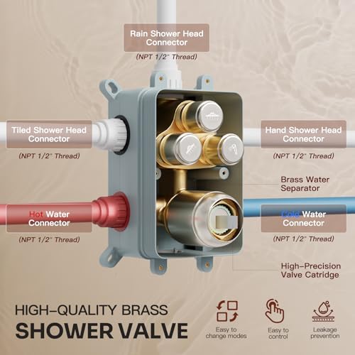 Shower System, All Metal Dual Rain Shower Head with Handheld | 3-In-1 Push Button Valve and Trim Kit, Brushed Nickel SUS304 10" Ceiling & 8" Wall Mount Heads, Bathroom Shower Faucet Set - color: Brushed Nickel