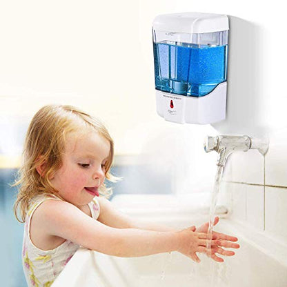 interhasa! Soap Dispenser, Touchless Hand Sanitizer Dispenser Wall Mount Automatic Kitchen Soap Dispenser for Commercial Home, Office, 600ml/20oz - color: White
