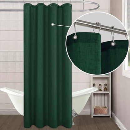 KOUFALL Dark Green Waterproof Linen Fabric Shower Curtain 54x72 Inch Length - color: Dark Green, size: 54"W x 72"L (Pack of 1)