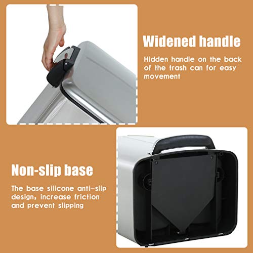 40 Liter / 10 Gallon Dual Compartment Stainless Steel Kitchen Trash Can,Hands-Free Step Trash Bin with Soft-Close Lid, Recycle and Garbage Can Combo, for Kitchen and Living Room Office - style: Single Lid(40L)