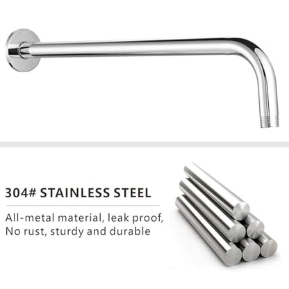 Voolan Shower Arm with Flange and Teflon Tape, Extension Shower Head Arm for Bathroom Fixed Shower Head, Solid Stainless Steel, Wall Mounted (20 Inch, Chrome) - color: Chrome, style: 20 Inch
