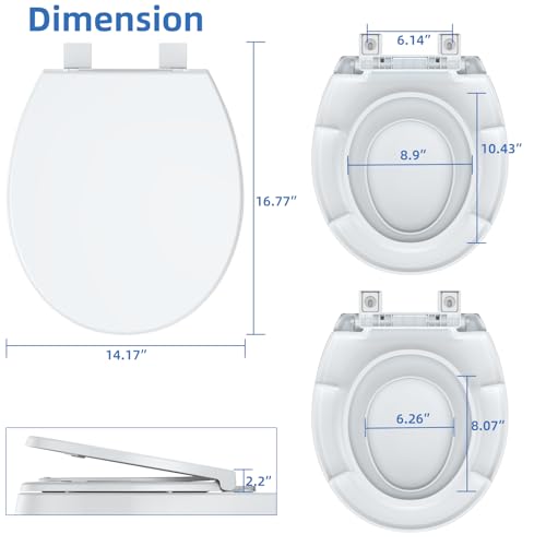Round Toilet Seat with Built-in Toddler Seat - Quiet Close, Quick Release, Non-Slip Bumpers, Easy Install - White Potty Training Toilet Seat for Family Bathroom - size: Round with Toddler Seat