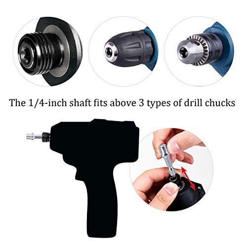 4 Inch Drill Powered Brush Tile Scrubber Scouring Pads Cleaning Kit | Pad Holder and Metal Shaft Included - size: 4 Inch