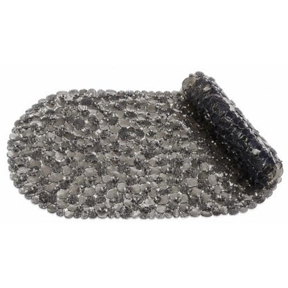 Bath Bliss Non-Slip Pebble Bathtub Mat 18x36 Oval Smoke Color | Suction Cup Shower Mat with Drain Holes | Machine Washable Anti-Slip Tub Mat - color: Smoke