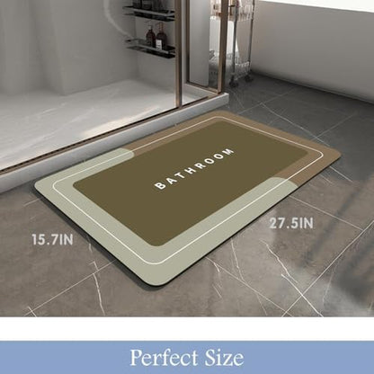 Bath Mat, Quick-Drying Non-Slip Thin Bathroom mat Super Absorbent Bath mats Rug-Bath Mats for Bathroom Floor Bathtub Vanity-Bathmat Bath Rug Easy Care Khaki 27.5" x15.7" - color: Khaki