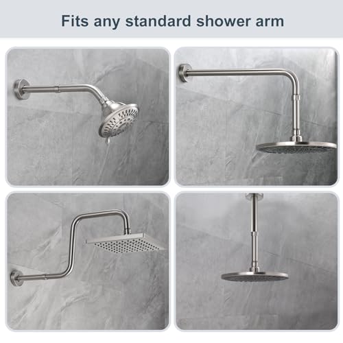 BRIGHT SHOWERS Shower Arm Extender for Rain and Handheld Shower Head, 4 Inch Shower Head Extension Arm, Shower Pipe Extension for Extending or Lowering Showerhead, Brushed Nickel - color: Brushed Nickel, style: 4 Inch Extension