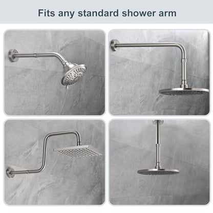 BRIGHT SHOWERS Shower Arm Extender for Rain and Handheld Shower Head, 4 Inch Shower Head Extension Arm, Shower Pipe Extension for Extending or Lowering Showerhead, Brushed Nickel - color: Brushed Nickel, style: 4 Inch Extension