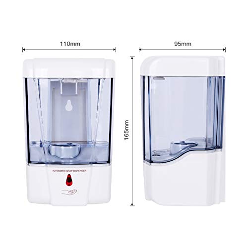interhasa! Soap Dispenser, Touchless Hand Sanitizer Dispenser Wall Mount Automatic Kitchen Soap Dispenser for Commercial Home, Office, 600ml/20oz - color: White