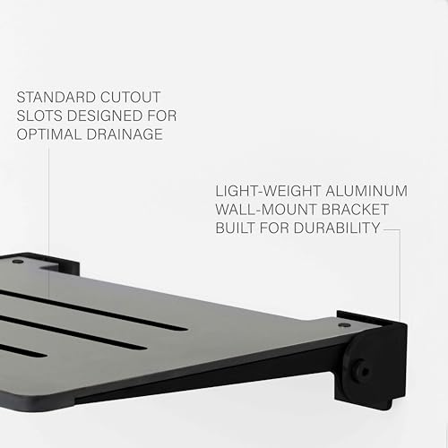 Seachrome 18 inch Silhouette Slimline Folding Wall Mount Shower Bench Seat, Gray Seat with Matte Black Frame - color: Gray Seat With Matte Black Frame