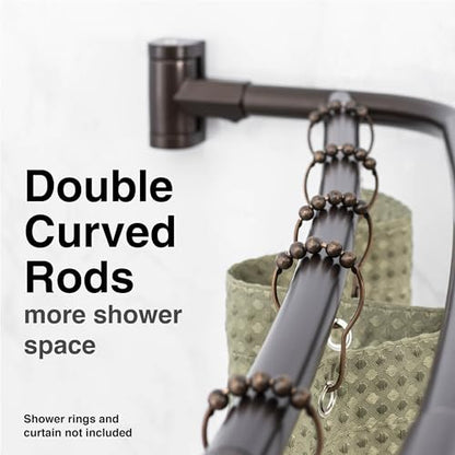 JS Jackson Supplies Double Curved Shower Rod, Metal Construction, Adjustable Between 44 to 70 Inches, Aluminum Rods and Zinc Mounting Hardware, Quality Modern Bathware, Oil Rubbed Bronze Finish - color: Oil Rubbed Bronze