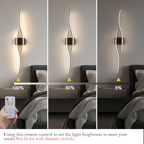 Daunton Black Vanity Lights Fixtures Over Mirror, Modern LED Bathroom Light Fixture with Remote Control, 3CCT Dimmable Bathroom Vanity Light 40.5 inch Wall Sconce Lighting for Bedroom, Living Room - color: Black