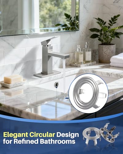 Sink Overflow Ring Brushed Nickel: 2 Pack Solid Brass Bathroom Sink Overflow Trim Cover, Hole Insert Caps Replacement for Bathroom Kitchen Vanity Basin - color: Brushed Nickel