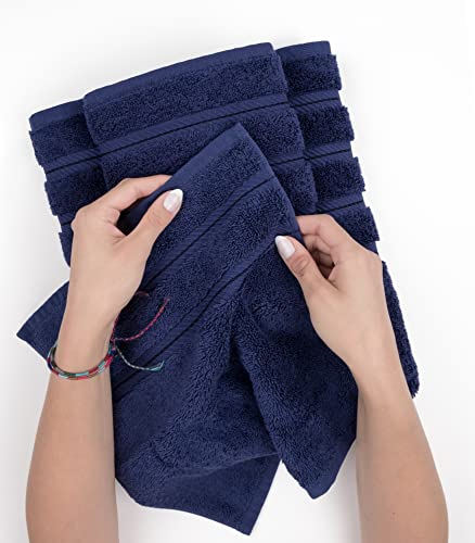 American Soft Linen 100% Cotton Luxury Turkish Towels, 6 Piece Towel Set | Soft Absorbent Quick Dry OEKO Tex Standard 100 Certificated Durable Machine Washable Premium Hotel Quality - color: Navy Blue