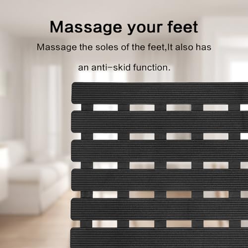BEMISO Shower Mat Non Slip Bathtub Mat with Suction Cups and Drain Holes 37.4 x15.7 Inch Bath Mat for Tub & Shower.Easy Dry,Easy to Cut,Eco-Friendly - color: Black, size: 37.4 x 15.7 inches