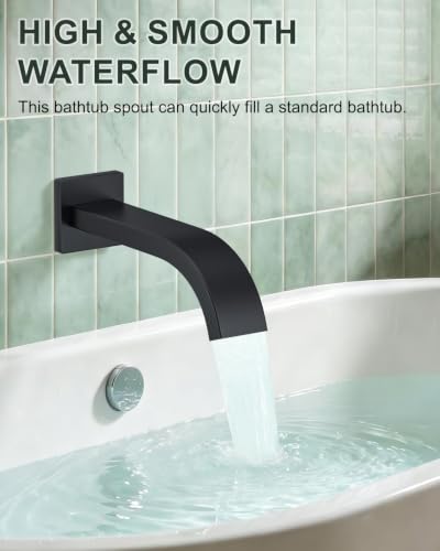 Rain Shower System with Rough-in Valve, Wall Mount Shower Faucet Set with 12" & 6" Dual Rain Shower Heads, 2-in-1 Handheld Shower, Tub Spout, 4-Function Complete Shower Fixture, Matte Black - color: Matte Black, size: Wall Mount-12"+6" head with Tub Spout