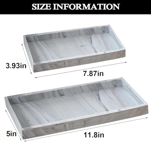 2PCS(7.87” L and 11.8” L) Silicone Soap Dispenser Tray, Kitchen soap Caddy countertop, Toilet, Tray for Scrubber, Lotion Bottles, Perfume, Jewelry, Candle, Key Trinket Ring-White Marble - color: Marble Gray（small 7.87”&large 11.8”）