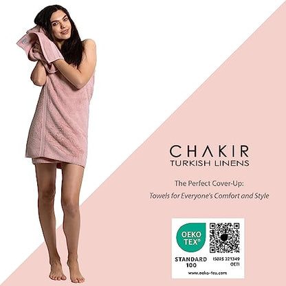 Chakir Turkish Linens 4 Piece Bath Towel Set, 100% Cotton Luxury Turkish Towels for Bathroom, Soft Absorbent Bath Towels, 27 x 54 Inches, Pink - color: Pink