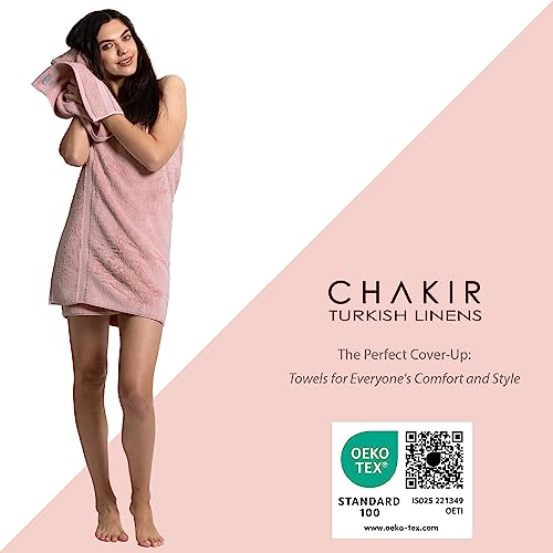 Chakir Turkish Linens Personalized 3 Piece Towel Set, 100% Cotton Luxury Turkish Towels for Bathroom, Soft Absorbent Towel Set with Bath Towel Hand Towel and Washcloth, Pink - color: Pink
