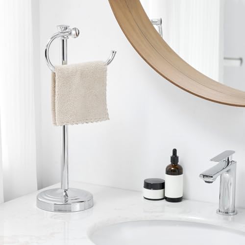 17 Inch Polished Chrome Stand Towel Bar Hanger Hand Towel Bar Bathroom Vanity Countertop Towel Holder Free Standing Stainless Steel Towel Ring Hardware Accessories Towel Rack - color: Polished Chrome