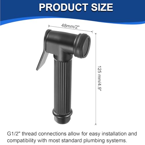 uxcell Handheld Bidet Sprayer for Toilet, Metal Bathroom Sprayer Kit Adjustable Water Pressure Control for Kitchen Bathroom Toilet Flushing Washing, Black - color: Black
