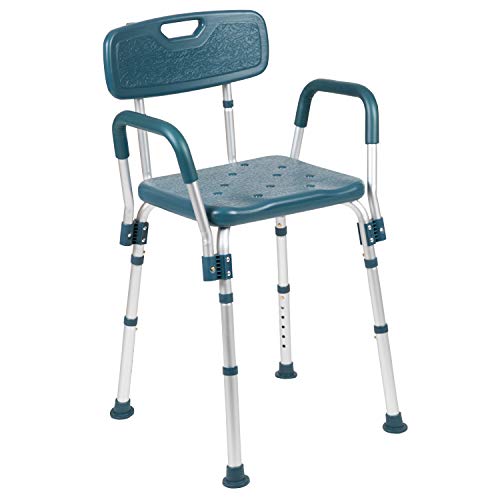 Flash Furniture HERCULES Series 300 Lb. Capacity Adjustable Navy Bath & Shower Chair with Quick Release Back & Arms - color: Navy