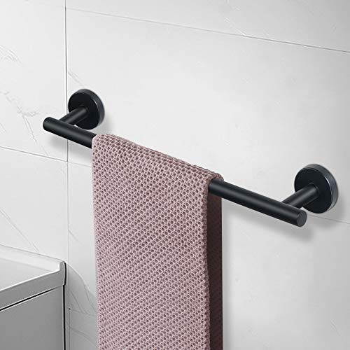 NearMoon Bath Towel Bar, Thicken Stainless Steel Shower Towel Rack Holder Wall Mounted for Bathroom,18-lnch Overall Length-16-lnch Usable Hanging Space (1 Pack, Matte Black) - color: Matte Black, size: 18 Inch
