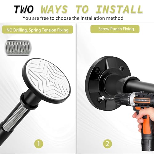 Shower Curtain Rod 31-88 In Spring Adjustable Pole Heavy Duty Matte Black Tension Rods Drilling and No Drilling Shower Rod for Bathroom Window Anti-Slip Never Rust - color: Matte Black, size: 31-88"