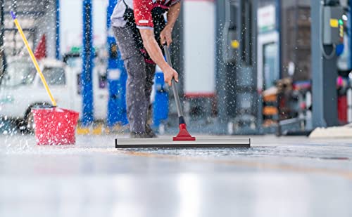 Professional Floor Squeegee for Concrete Floor, 24" Large Heavy Duty Squeegee for Floor, Squeegee Broom for Floor with Telescopic Handle 30”–57” for Tiles, Garage, Deck, Bathroom, Window