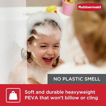 Rubbermaid INSTACURTAIN Hook-Free PEVA Shower Curtain, Waterproof Heavyweight Curtain with Built-in Rustproof Rings and Weighted Magnetic Hem, 71 x 74 Inches, BPA-Free, White with Charcoal Rings - color: White, size: 71"W x 74"L (Pack of 2), style: Withou