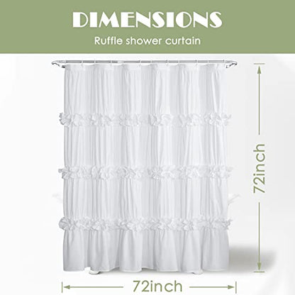 Victorian Ruffle Shower Curtain, 72" W x 72" H, White (Pack of 2) - color: White, size: 72"W x 72"L (Pack of 2)