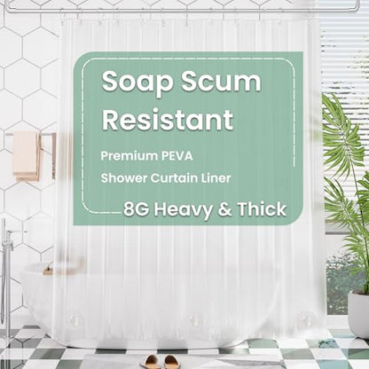 AmazerBath 78 Inch Shower Curtain Liner Frosted, 8G Shower Liner Heavy Duty, Premium PEVA Weighted Shower Curtains for Bathroom with 3 Big Stones and Grommets, 72x78 Inches - color: Frosted, size: 72"W x 78"L (Pack of 1)