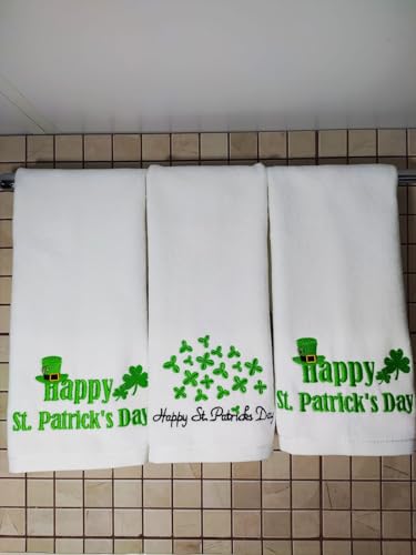 Generic Happy St. Patrick's Day 3-Pack Ultra Soft Highly Absorbent Fingertip Hand Towels.Quick-Drying Hand Towels. Embroidered Premium Luxury Towels.Terry Velour Bath & Kitchen Towels., Small - color: St. Patrick's Day 1