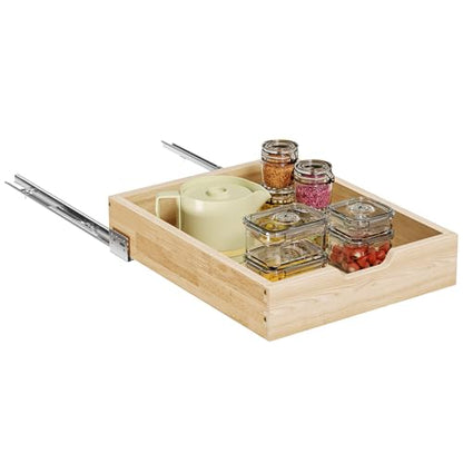 Pull Out Cabinet Organizer, 16.5 in W x 21 in D Solid Wood Slide Out Drawer, Soft Close Sliding Shelf, Bottom or Side Mount for Kitchen Pantry Bathroom, Fits 17.5 in Cabinet Opening - size: 16½” W × 4"H x 21” D